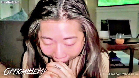 Asian brunette POV blowjob deepthroat BBC cum in mouth OnlyFans
