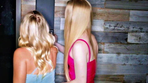 Young blonde BFFs Emma Starletto and friend in tank tops, ready for BBC threesome