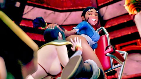 Azula rims Katara in intense lesbian facesitting scene, animated hentai