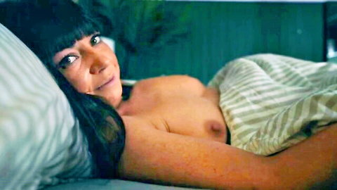 Yourgirlnextdoor1 as seductive step-mommy, topless in bed