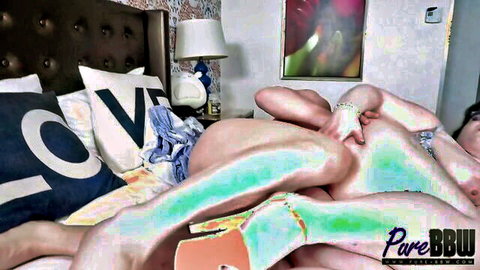 Tall BBW with glasses gets big cock in legs-up position