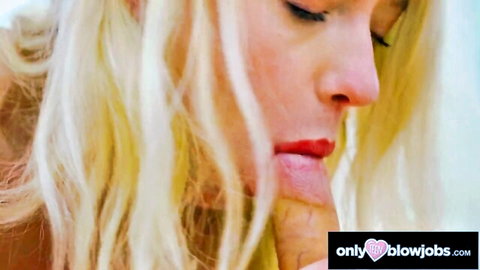 Kallie Taylor blonde teen slurping cock quietly close-up