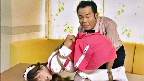 Kaede Matsushima bound in pink maid outfit for intense JAV bondage sex