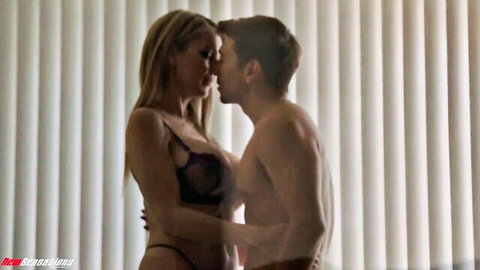 Gigi Dior in black lingerie passionately kissing Max Fills