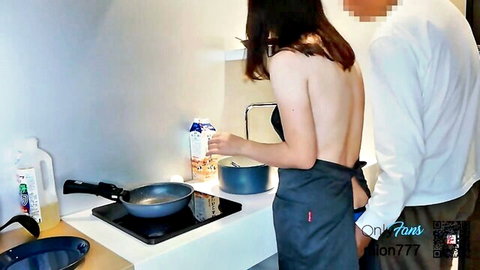 Mion777 big ass postpartum wife cooking naked in apron