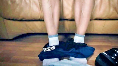 Madison's tatted legs in white socks and black panties pulled down teasingly