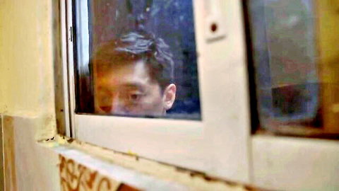 Man peeking through rainy window in erotic Filipino celeb nude scene with Ashley Lopez and Rinoa Halili