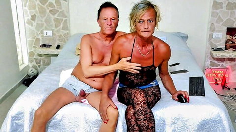 Gigi and Dave tgirl couple in lingerie webcam POV sex show