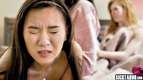Reagan Foxx stepmom with petite Asian teen in intense lesbian encounter