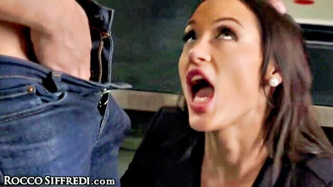 Brunette secretary in office attire giving intense blowjob to boss