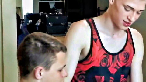 Austin Lock and friend in close intimate pose, young twinks