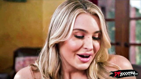 Blonde bombshell surprised by big cock exposure in steamy POV scene