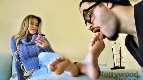 Blonde Miranda dominates with foot worship in femdom video