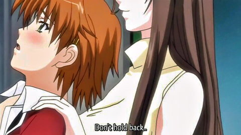 Hentai schoolgirl seducing flushed boy in uniform, Saimin Jutsu scene