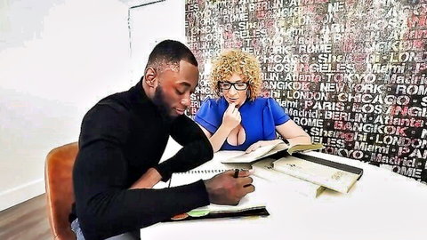 Sara Jay big booty MILF studying with handsome black stud