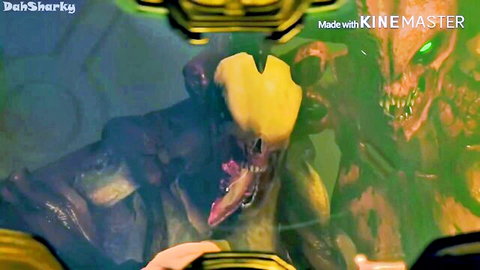 Doom female monsters with tentacles ravaging human male in sci-fi compilation