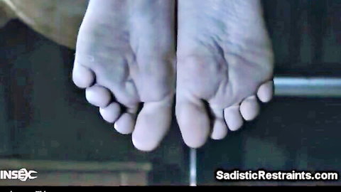 Pale bound feet in sadistic BDSM restraints, Insex party girls scene