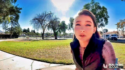 Veronica Church amateur cutie smiling outdoors in park