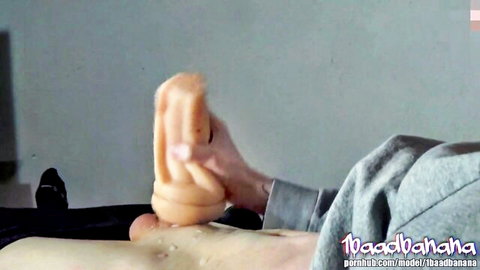1baadbanana's big lubed cock in messy Fleshlight orgasm and ruined cumshot