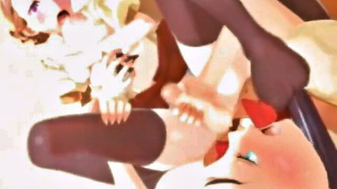 Hentai fox girl in black stockings gives footjob to thick red cock POV soles up