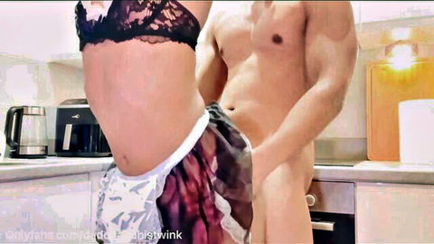 Daddyandhistwinkk femboy in maid lingerie nailed hard by dad