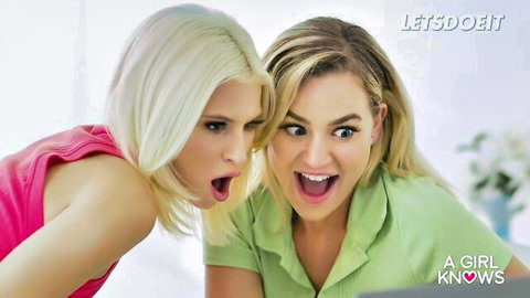 Blonde stars Kiara Cole and Blake Blossom in exciting lesbian whisper from A Girl Knows