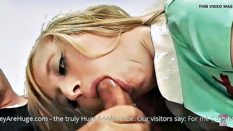 Blonde with huge boobs gives passionate blowjob in checkup scene