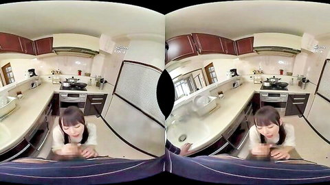 Japanese woman in VR POV kneeling intimately for sensual play