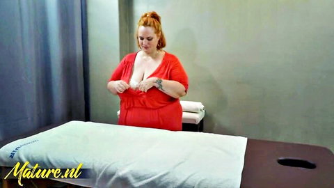 Sophia Lola teases in red dress, unbuttoning to reveal SSBBW curves