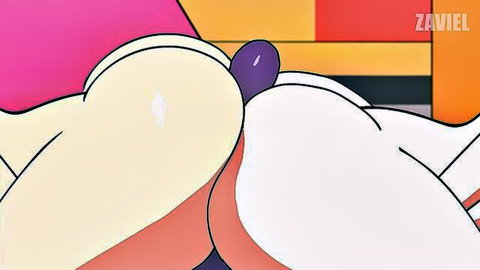 Double animated Pomni with big asses and purple toy fun