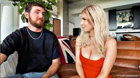 Girthmasterr with busty blonde Jill in tight red dress