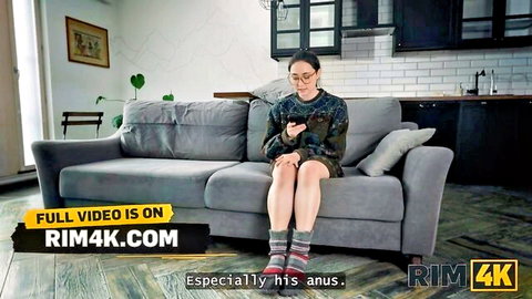 Olivia Westsun in short dress on couch, teasing for rimming sex in RIM4K vid