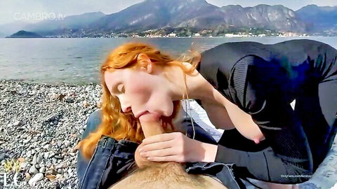 Lenina Crowne redhead POV blowjob outdoors by lake, sucking cock passionately