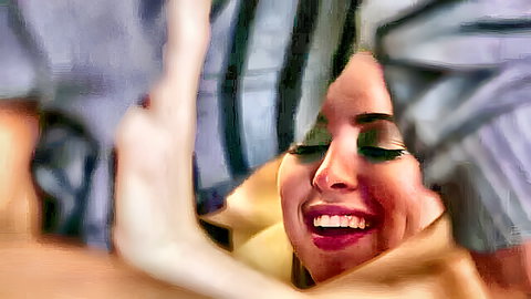 Smiling brunette wife in close-up ecstasy from monster BBC encounter