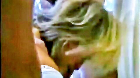 Blonde granny in intense gangbang scene, close-up oral action