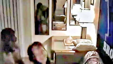 Blurry amateur homemade blowjob in mirrored bedroom with pillows and lamps