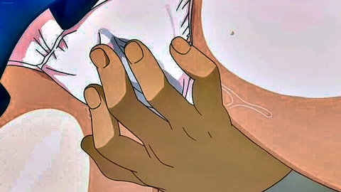Hentai closeup of brown hand fingers spreading open wet pink shaved pussy lips