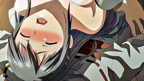 Anime girl Haruka in ecstasy, exposed breasts, ahegao face from Sisters hentai