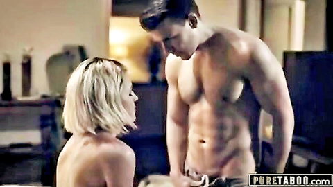 Blonde stepmom nude assists muscular injured son with pleasure in taboo scene