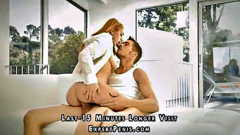 Hot blonde in cowgirl position kissing muscular man passionately