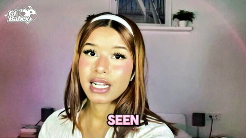 GiBabex in teasing webcam show, open mouth and sultry gaze
