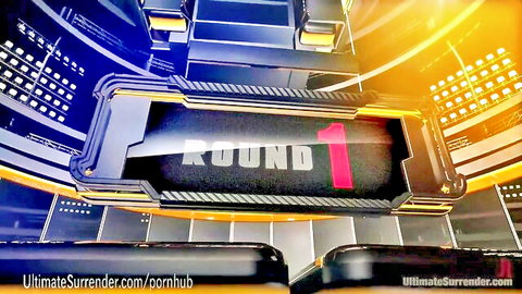 Ultimate Surrender Round 1 arena graphic with neon lights and glowing stage