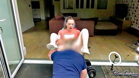 Luna Eclipse redhead in legs-up penetration sex scene with sneakers