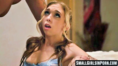 Petite blonde Breezy Bri in blue lingerie rides hard in hardcore sex