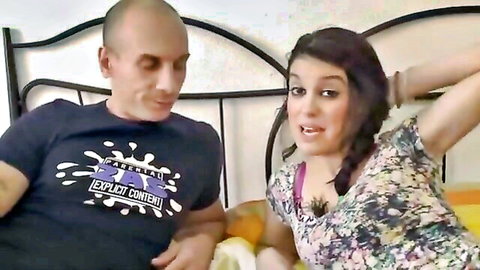 Spanish amateur brunette takes first anal with bald partner on bed