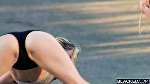 Petite blondes Coco Lovelock & Demi Hawks bend over for massive BBC in threesome