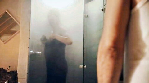 Nadeshda Brennicke, Ulrike C. Tscharre steamy shower nude scene Wer Wind sät (2015)