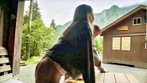 Bigna Körner as Moni bent over exposing ass outdoors with man, Zeit und Lust 2021