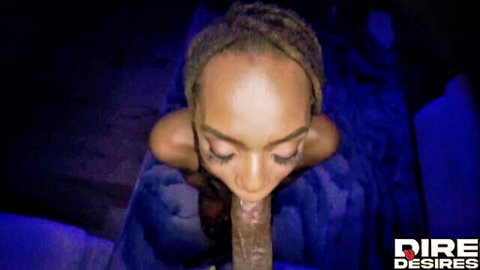 Jojo Damus ebony beauty deepthroating thick cock POV in Dire Desires
