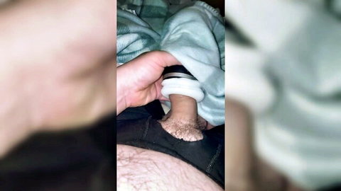Man stroking cock with Fleshlight sex toy in amateur HD video